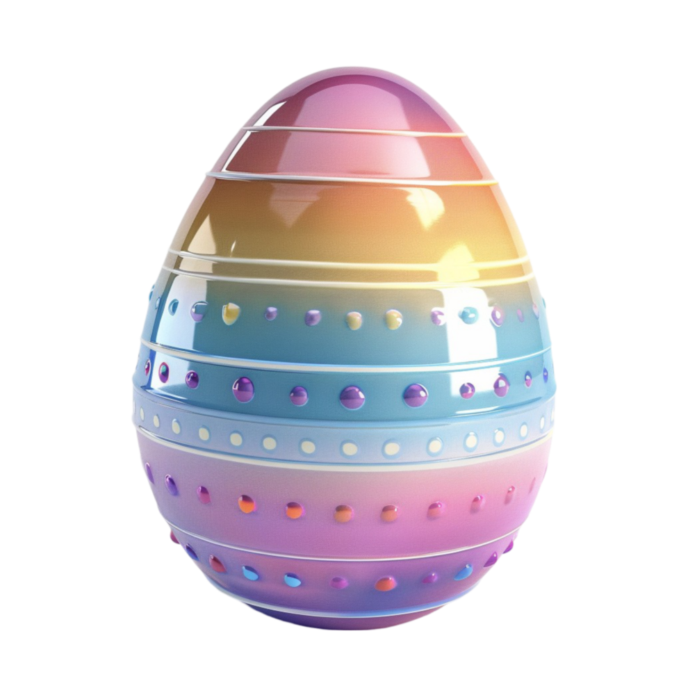 an Easter egg with colorful stripes on it AI-Generated png