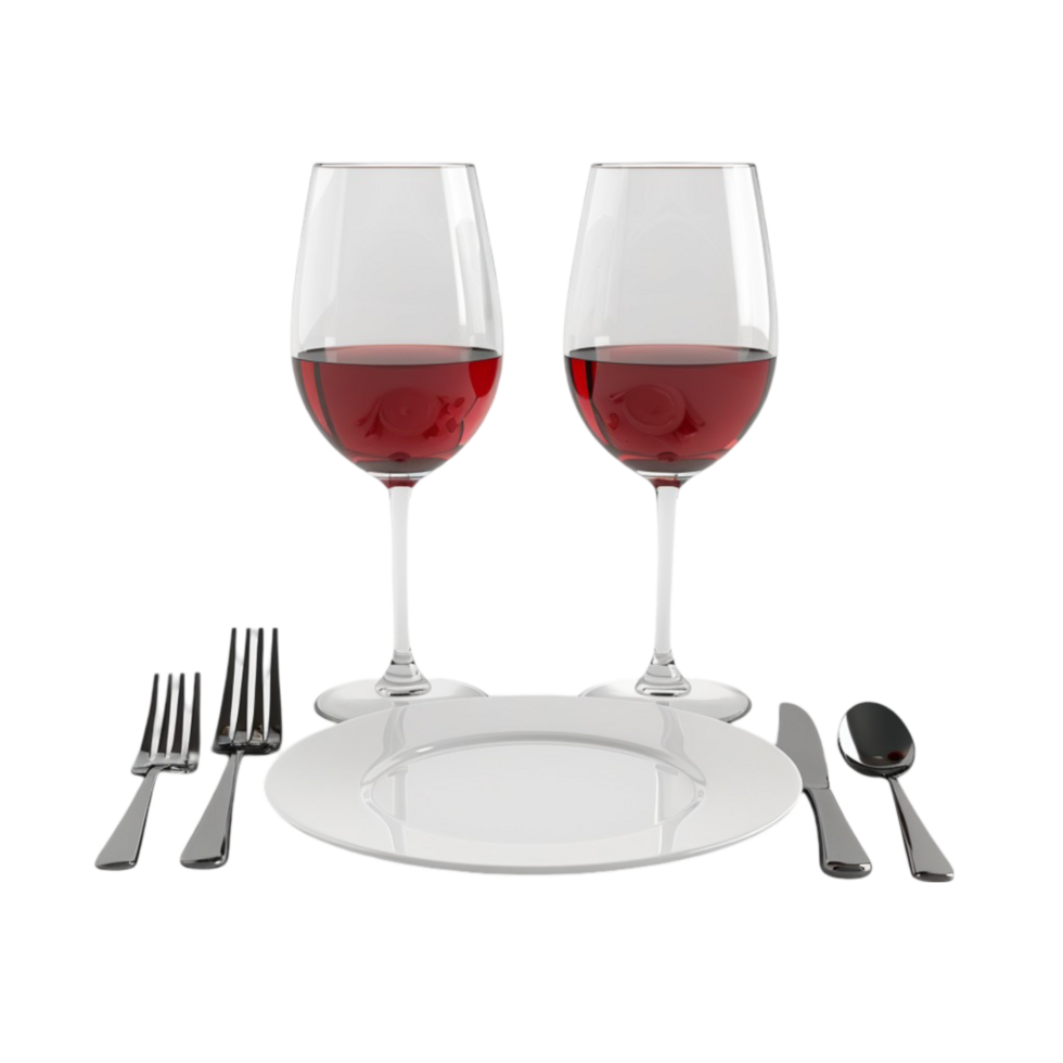 two glasses of red wine on a white plate png