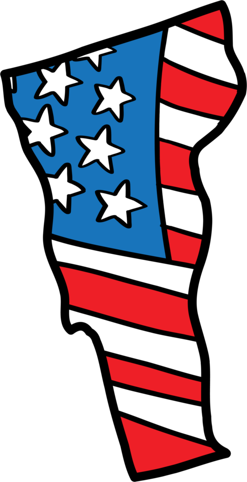 doodle freehand drawing of vermont state map on usa flag. png