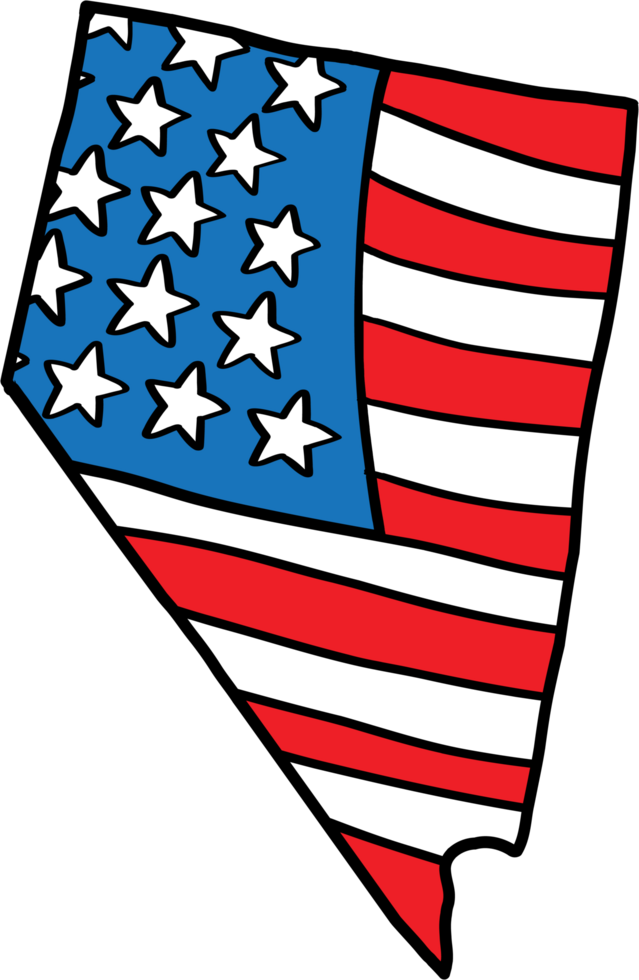 doodle freehand drawing of nevada state map on usa flag. png