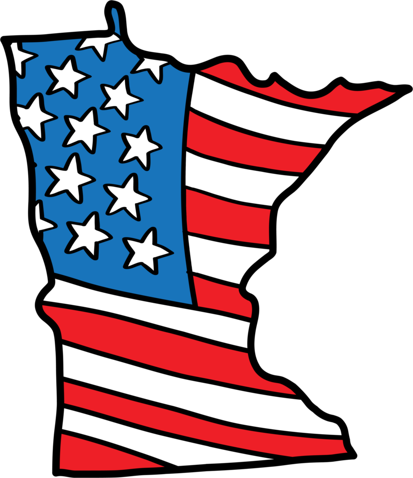 doodle freehand drawing of minnesota state map on usa flag. png