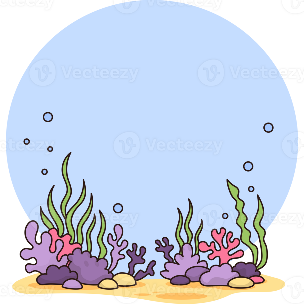 Landscape underwater bottom with algae, corals png
