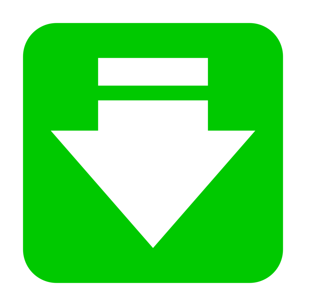 green and white download symbol button png
