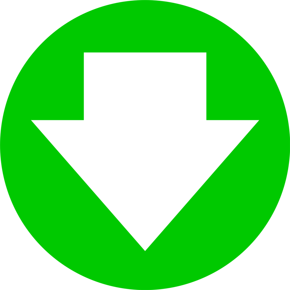 green and white download symbol button png