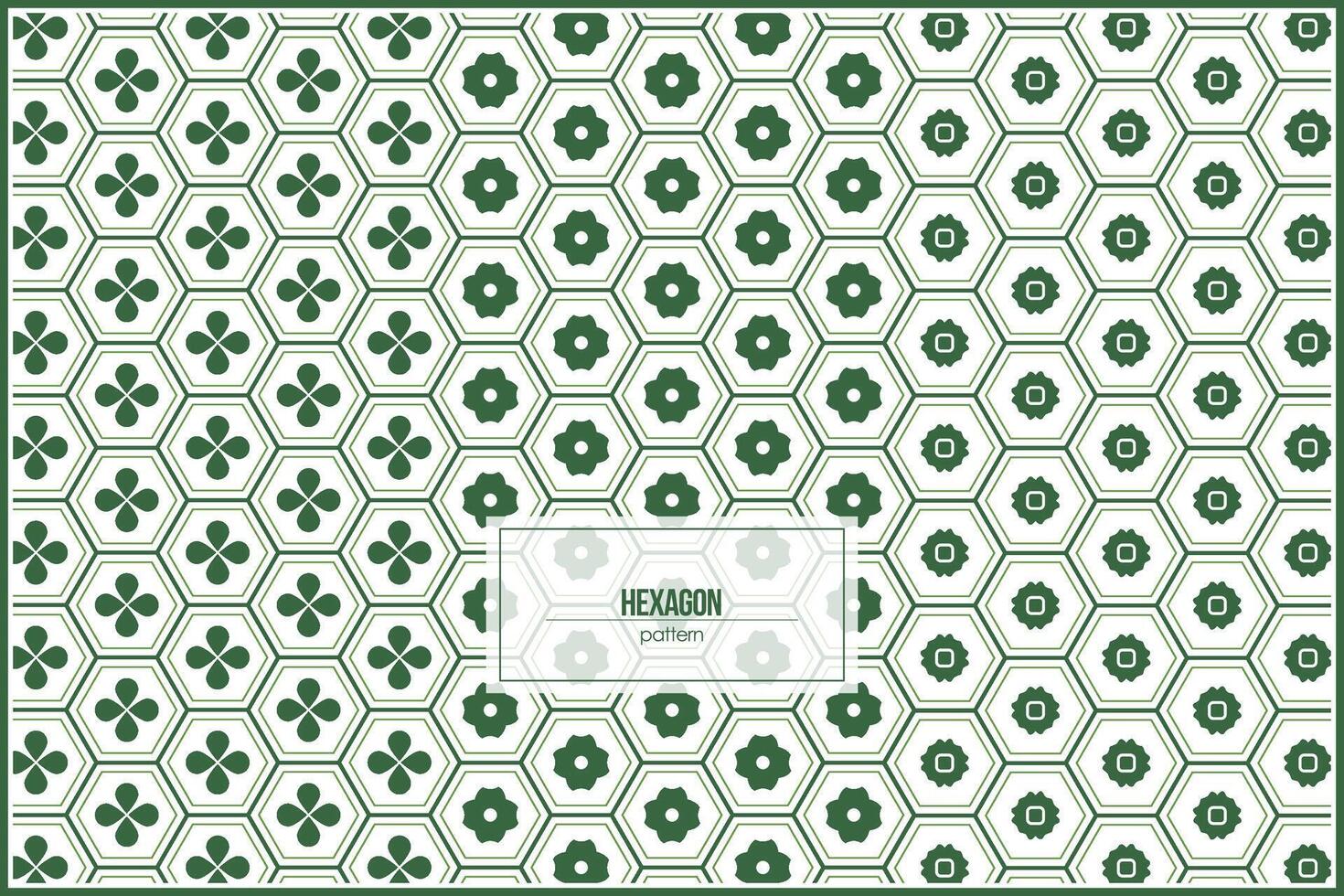 Bgreen hexagon pattern with simple flower ornament inside vector