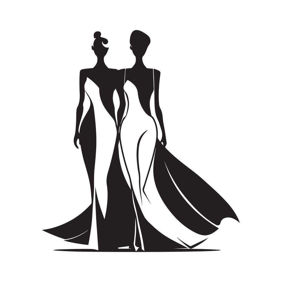 Fashion show and female model symbol logo Image on white background vector