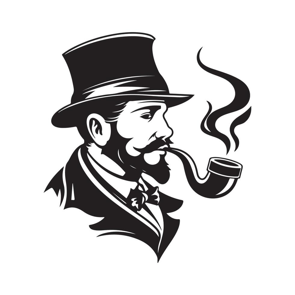 Man Smoking A Pipe Image Logo Design Isolated on white vector