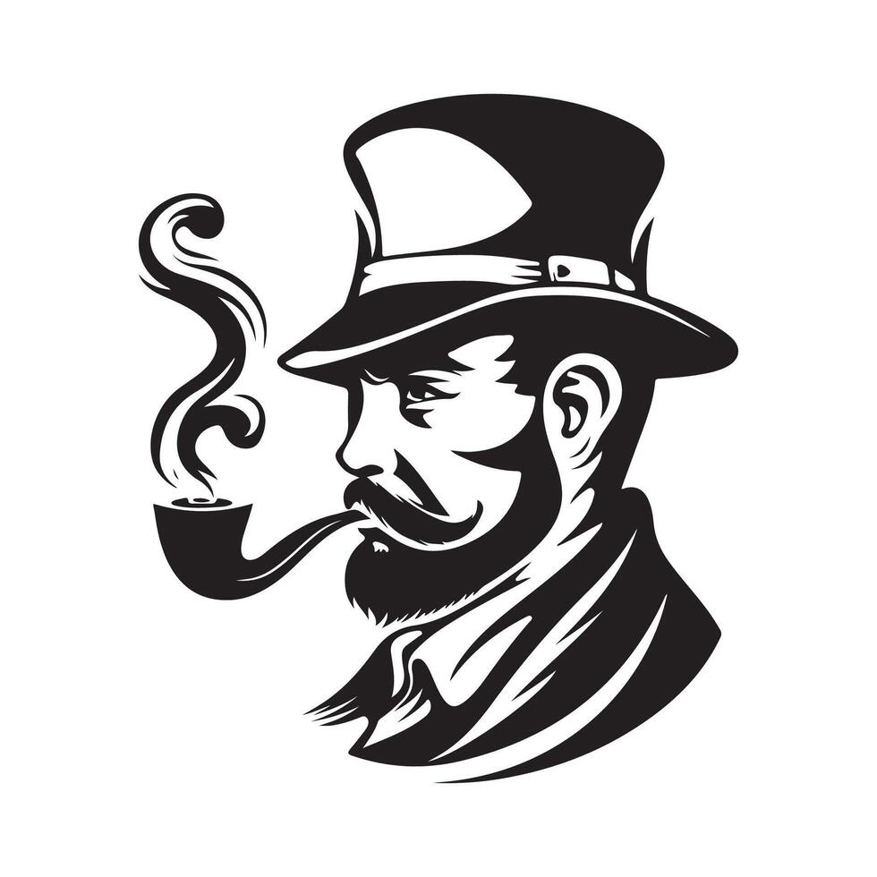 Man Smoking A Pipe Image Logo Design Isolated on white vector