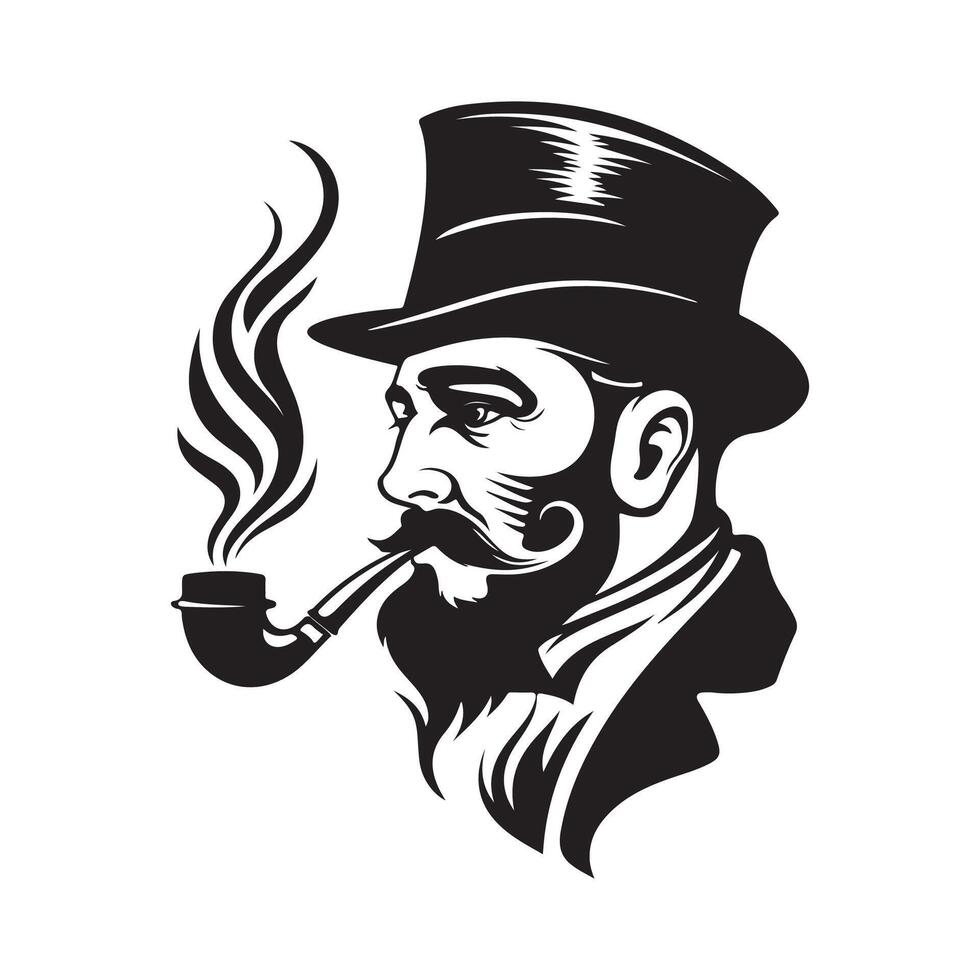 Man Smoking A Pipe Image Logo Design Isolated on white vector