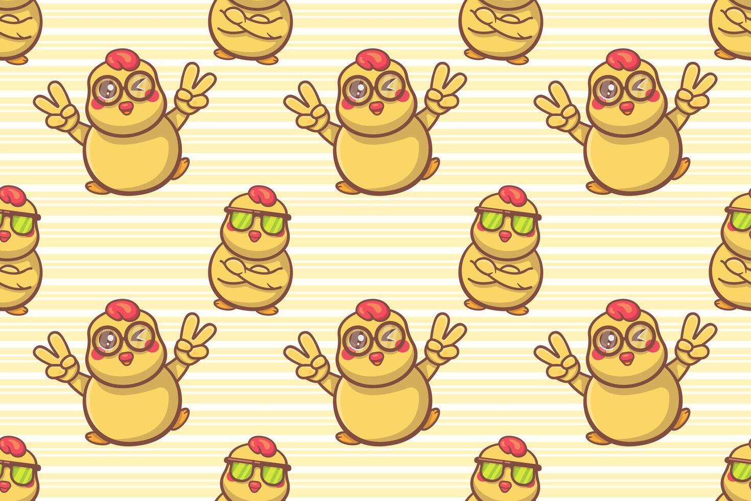 kawaii chick animal character seamless pattern illustration vector