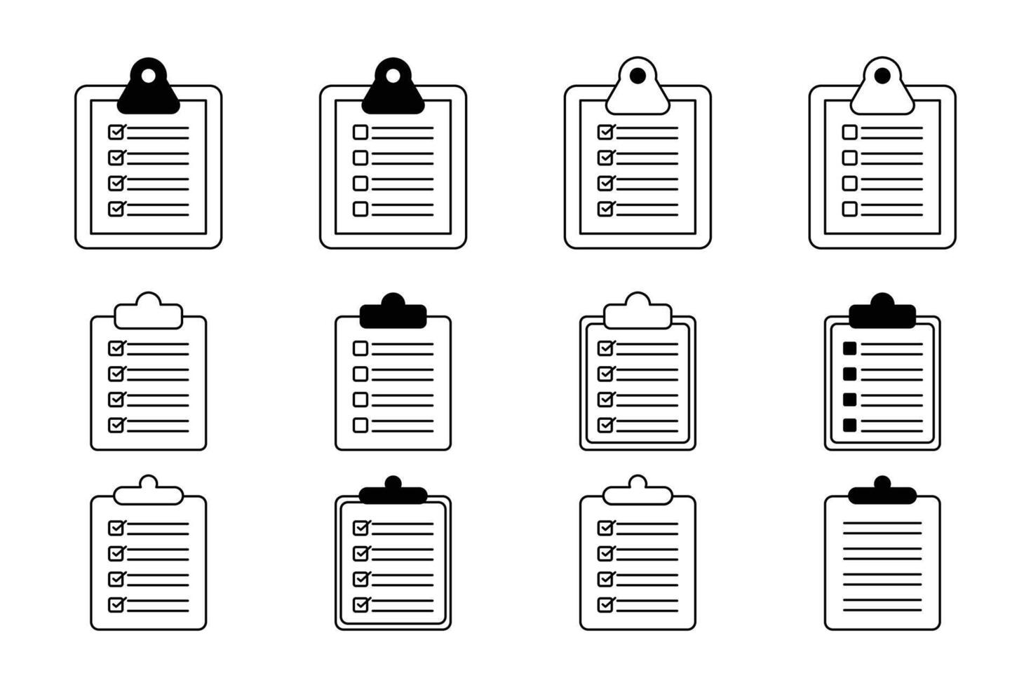 Comprehensive paper checklist Set of Icons Templates for Efficient Planning vector