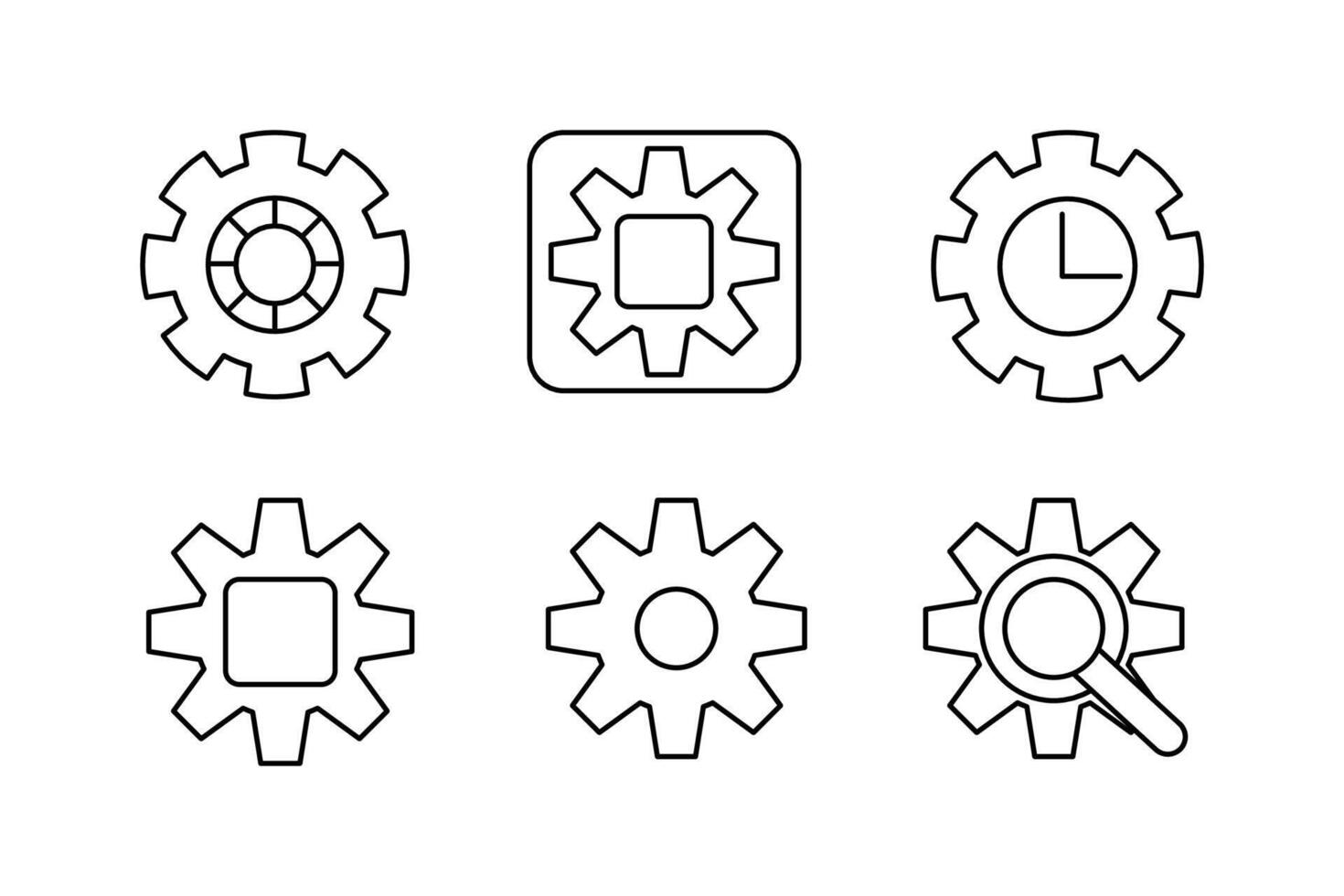 Setting Versatile Gear Set Icon Templates for Mechanical and Emotional Concepts vector