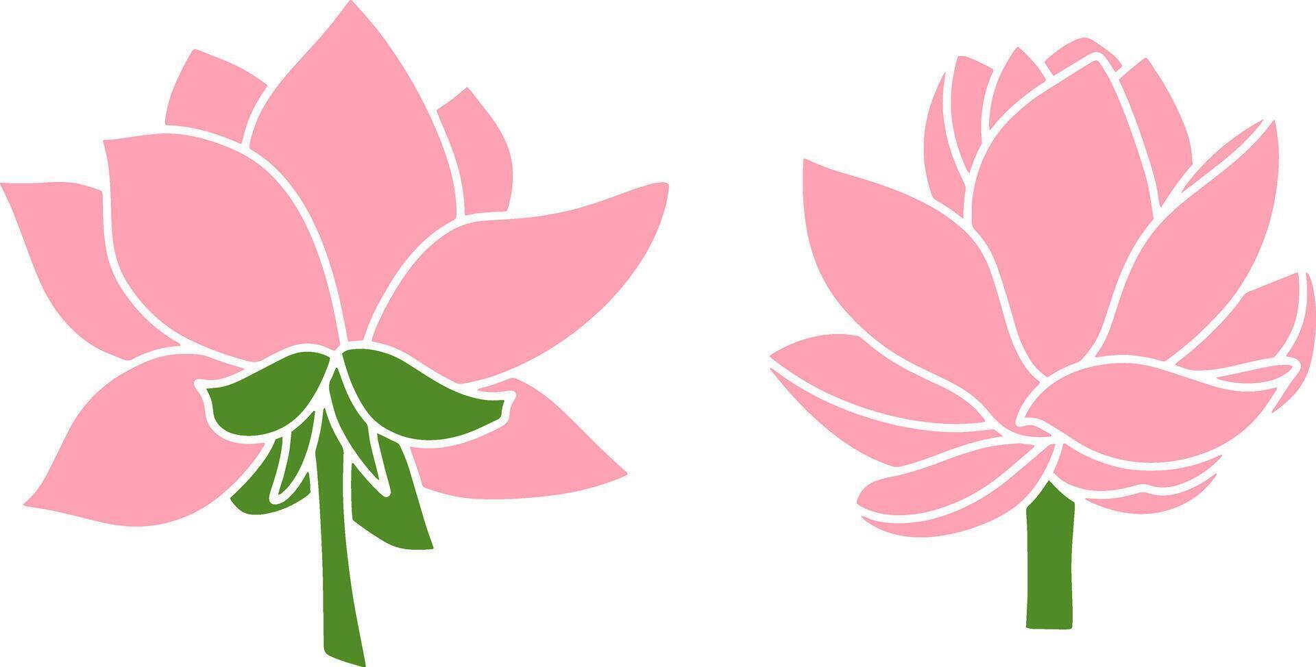 Stencil lotos rose flower clipart Hand drawn cartoon nature vector