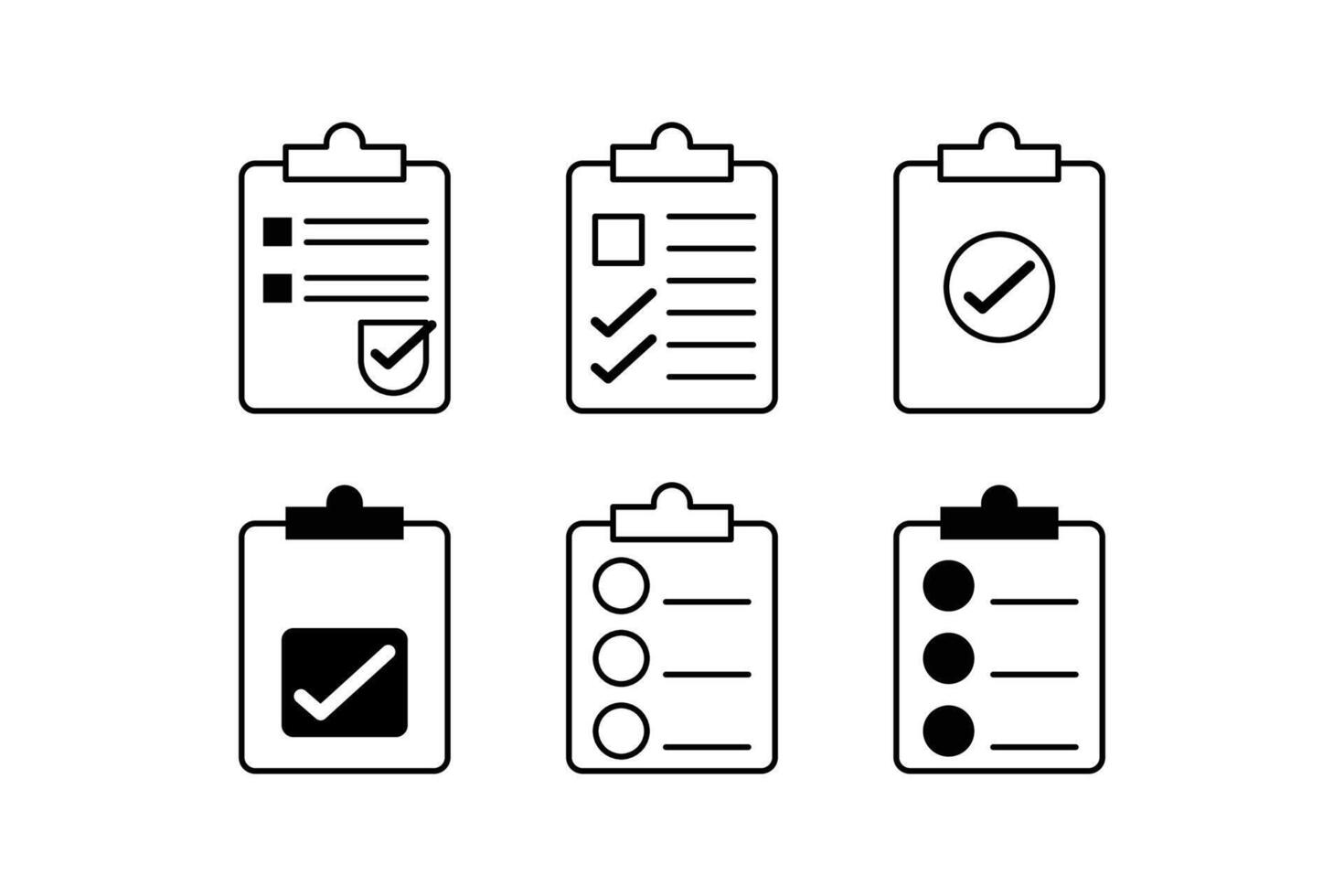 Comprehensive paper checklist Set of Icons Templates for Efficient Planning vector