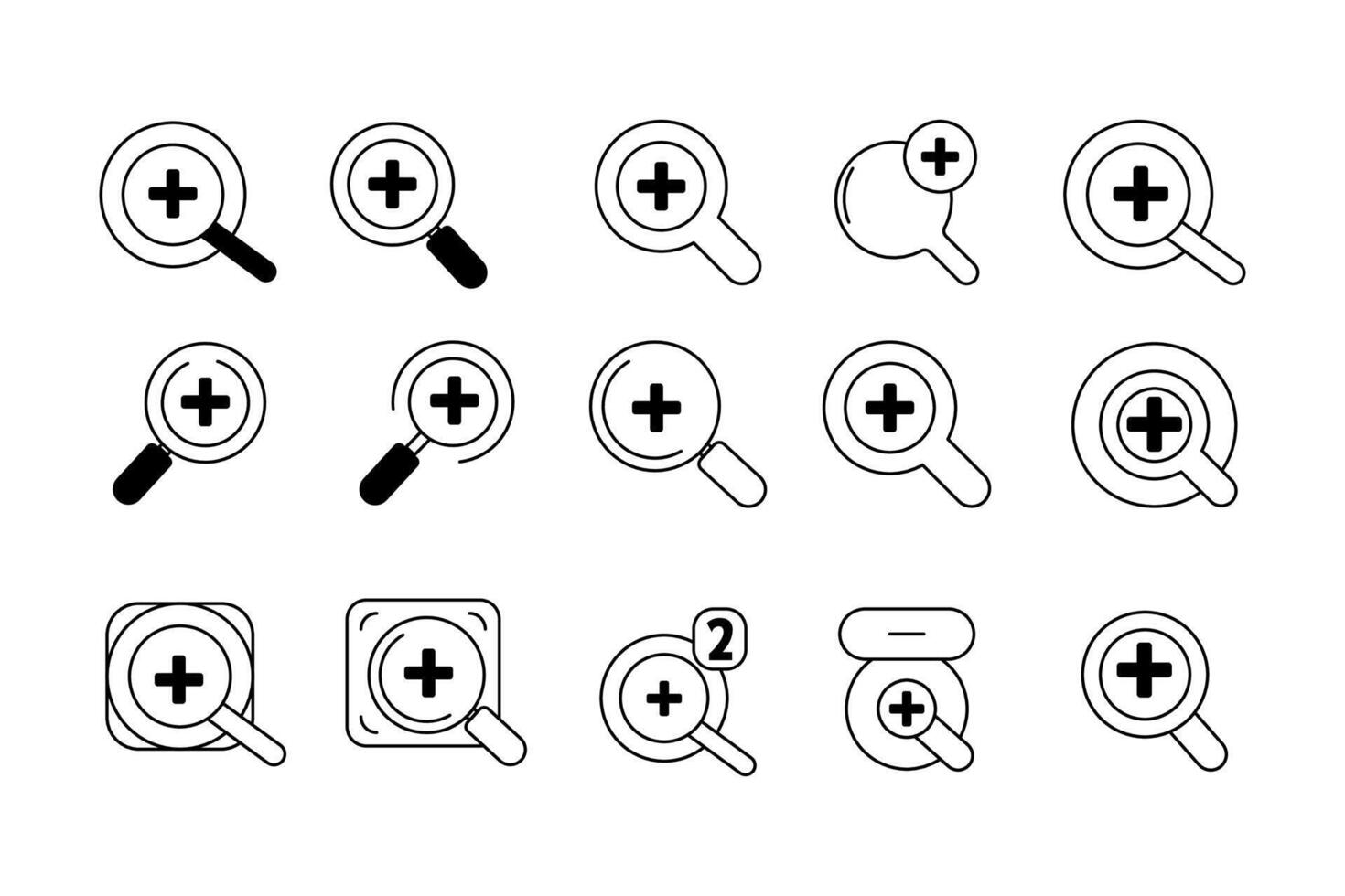 Magnifying Glass Set Icon Templates for Search and Analysis vector