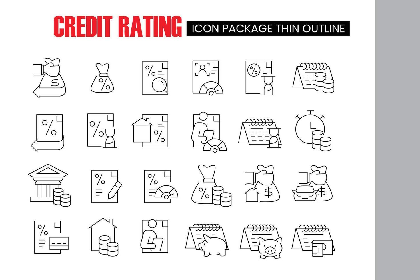 credit rating thin outline icon design good for website and mobile app vector