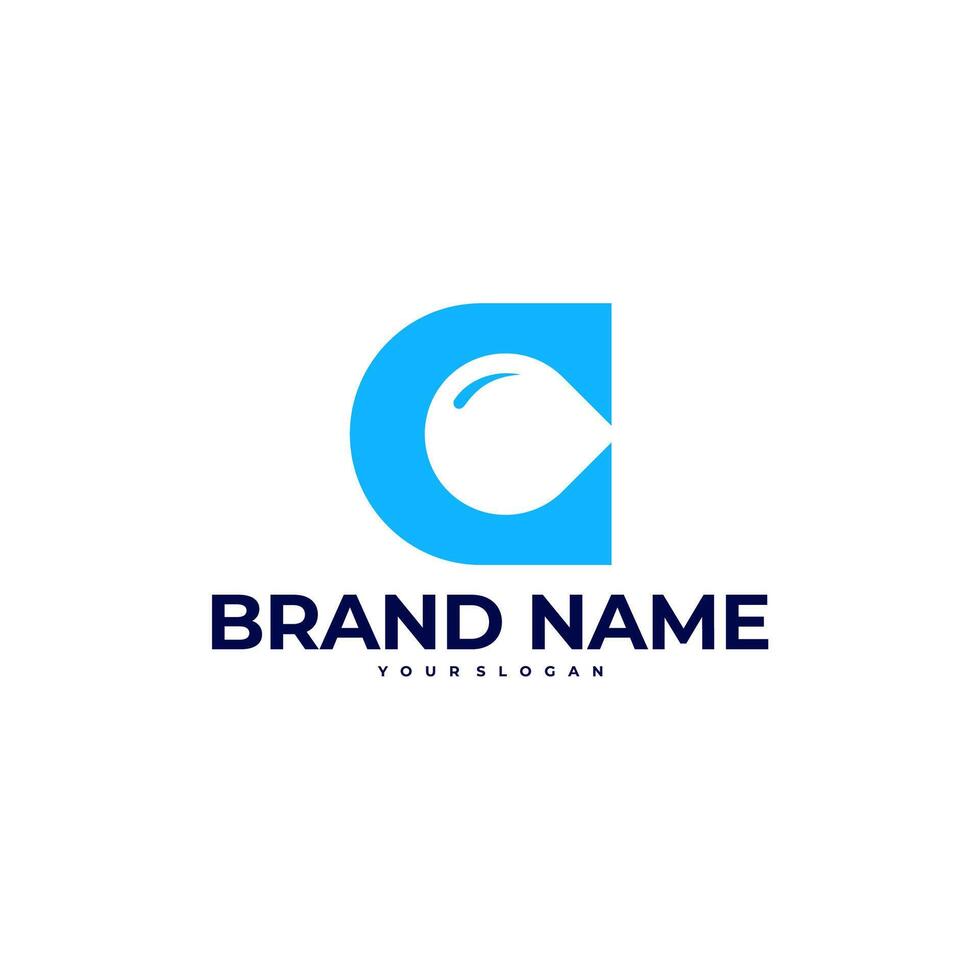 LETTER C INITIAL WATER NEGATIVE SPACE LOGO ICON ILLUSTRATION vector