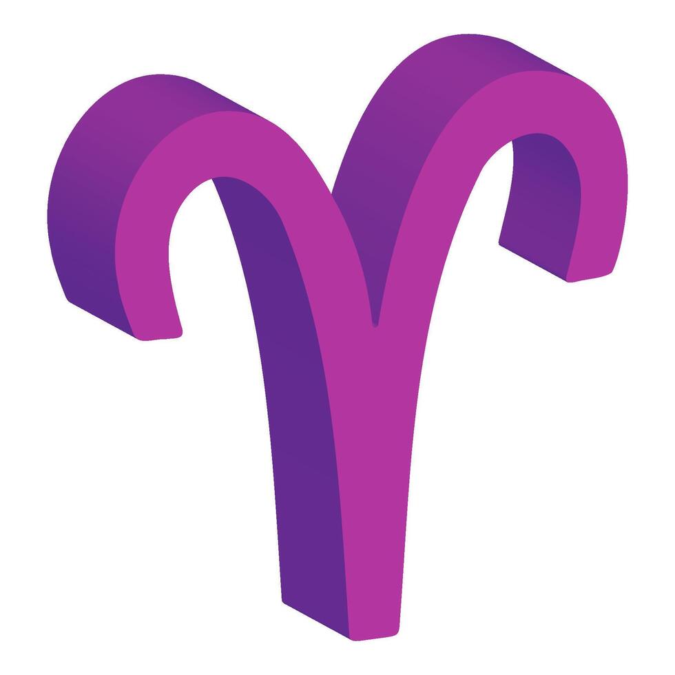 3d zodiac Aries on isolated background. violet color vector