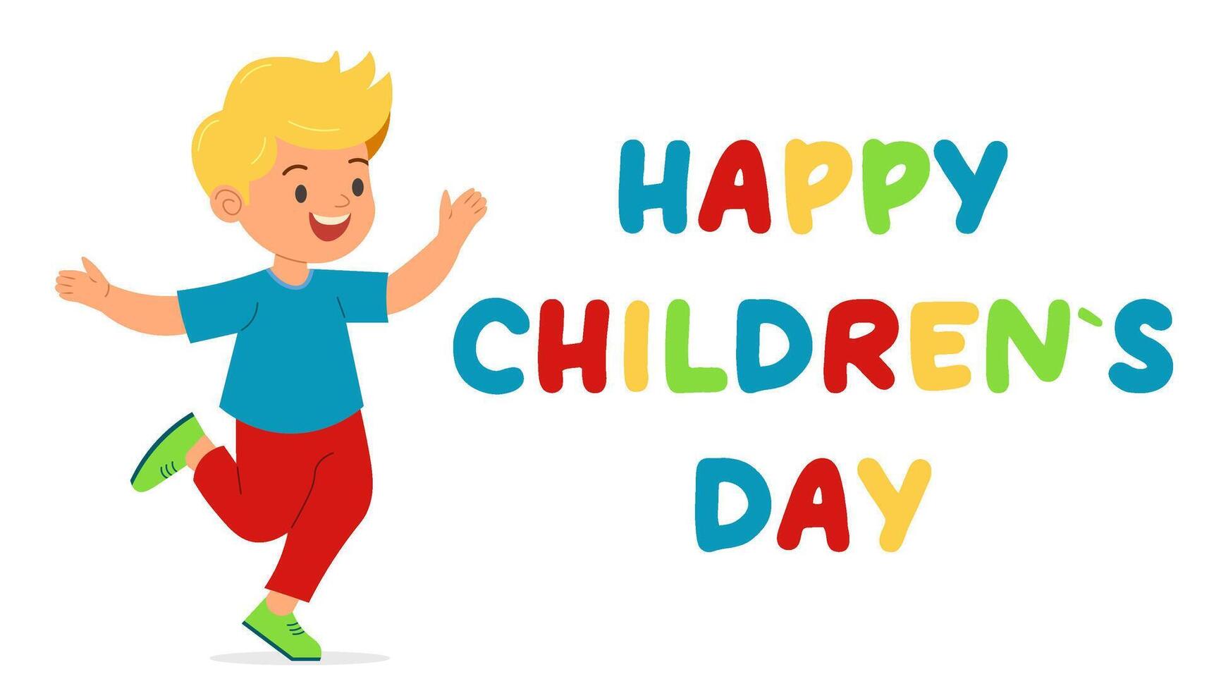 Happy Children's Day. Cute boy and text. card vector
