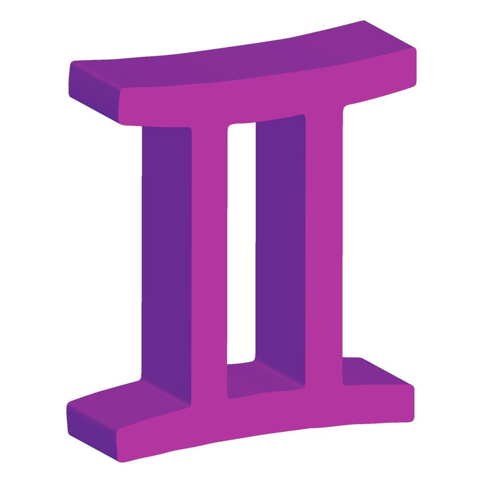 3d zodiac Gemini on isolated background. illustration. violet color vector