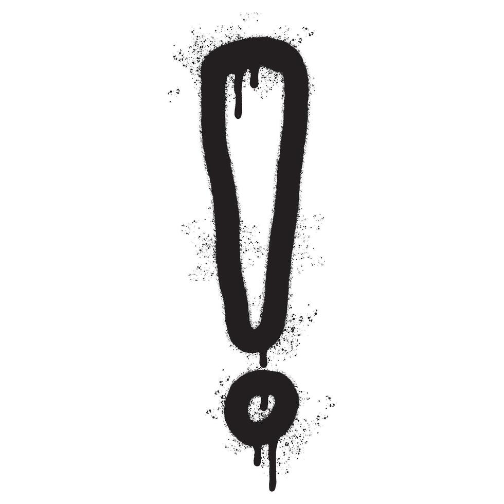 Spray Painted Graffiti exclamation icon Sprayed isolated with a white background. graffiti caution icon with over spray in black over white. vector