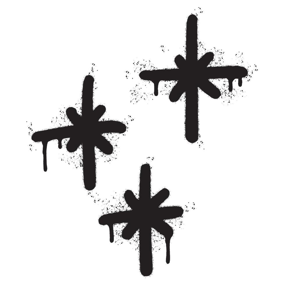 Spray Painted Graffiti stars sparkle icon icon Sprayed isolated with a white background. graffiti shining burst with over spray in black over white. vector