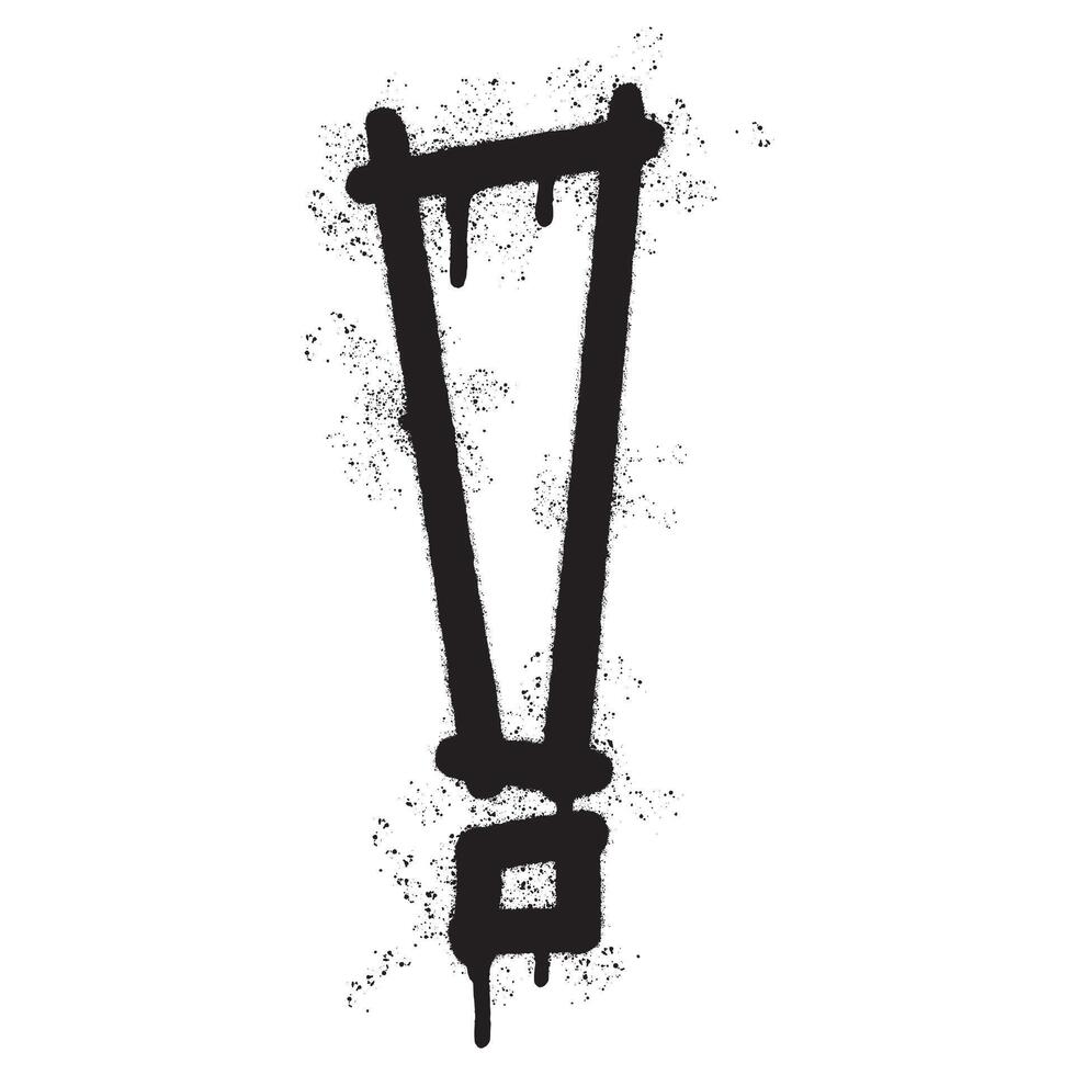 Spray Painted Graffiti exclamation icon Sprayed isolated with a white background. graffiti caution icon with over spray in black over white. vector