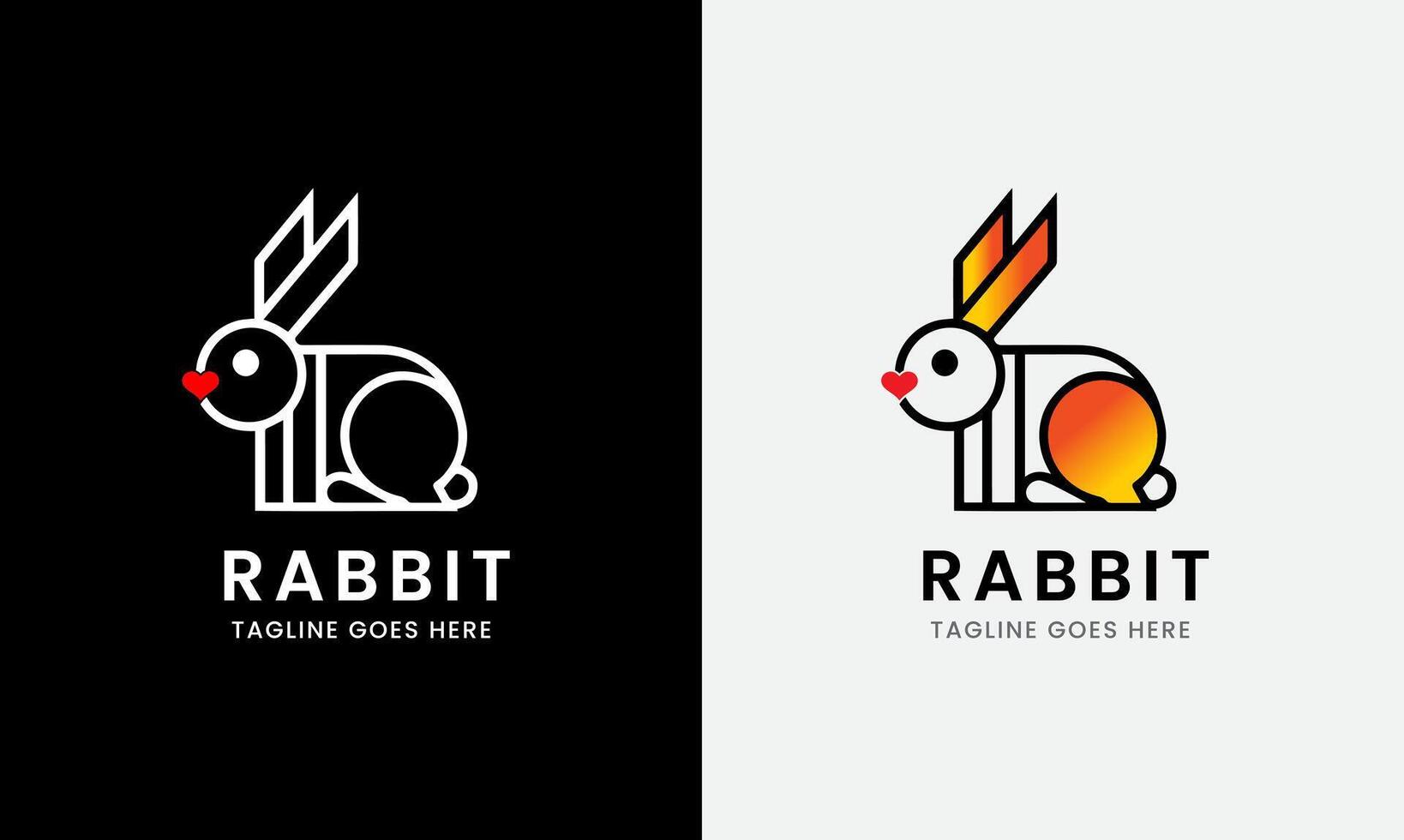 Rabbit Logo, Rabbit with leaf carrot, Animal Design Logo , rabbit head, minimalist modern concept sample vector