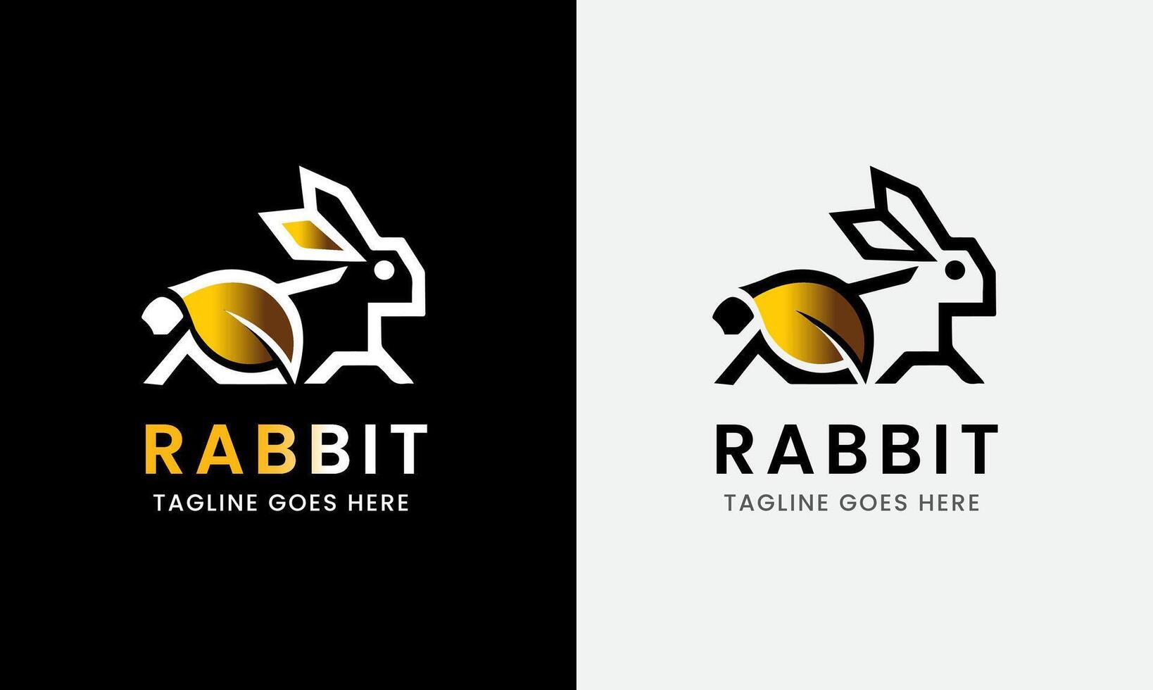 Rabbit Logo, Rabbit with leaf carrot, Animal Design Logo , rabbit head, minimalist modern concept sample vector