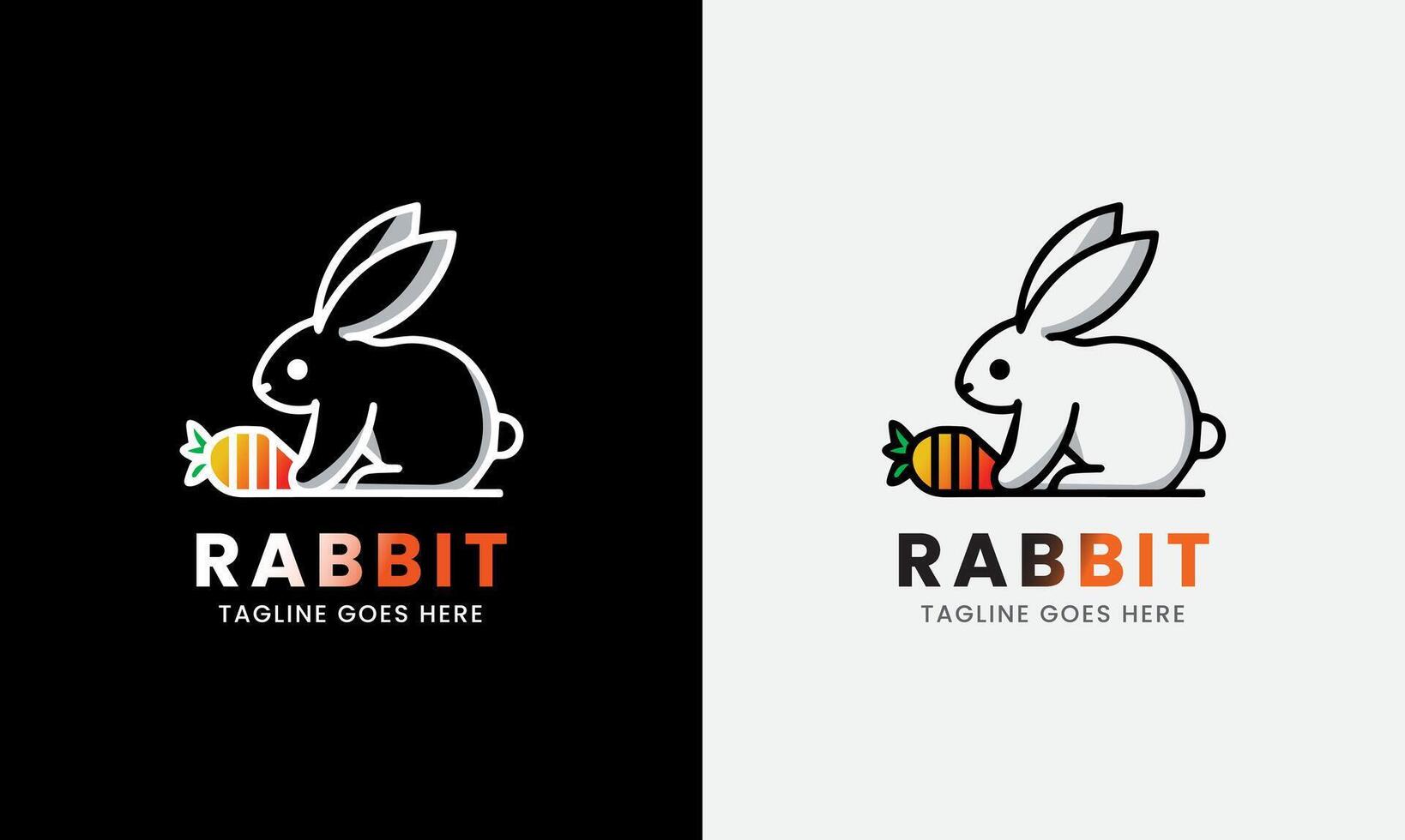 Rabbit Logo, Rabbit with leaf carrot, Animal Design Logo , rabbit head, minimalist modern concept sample vector
