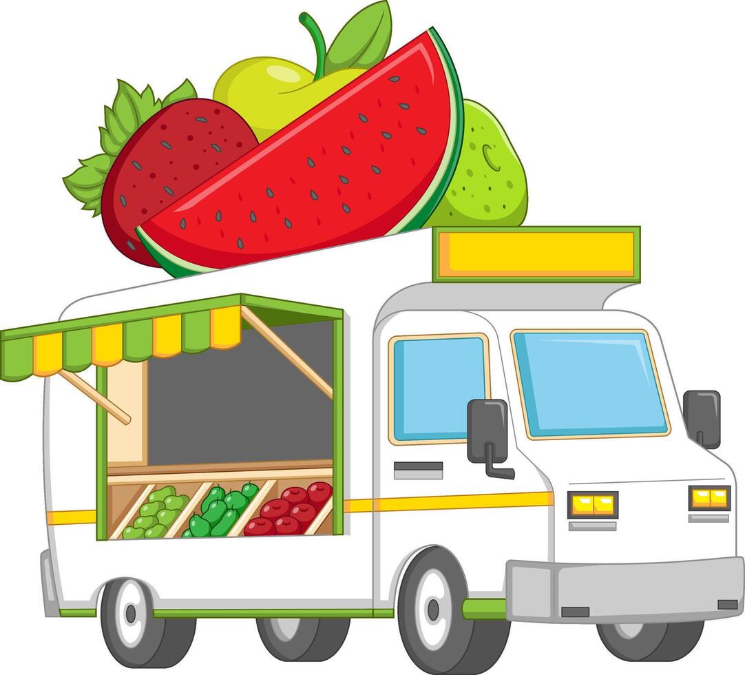 vehicle full of fresh fruits and vegetables vector