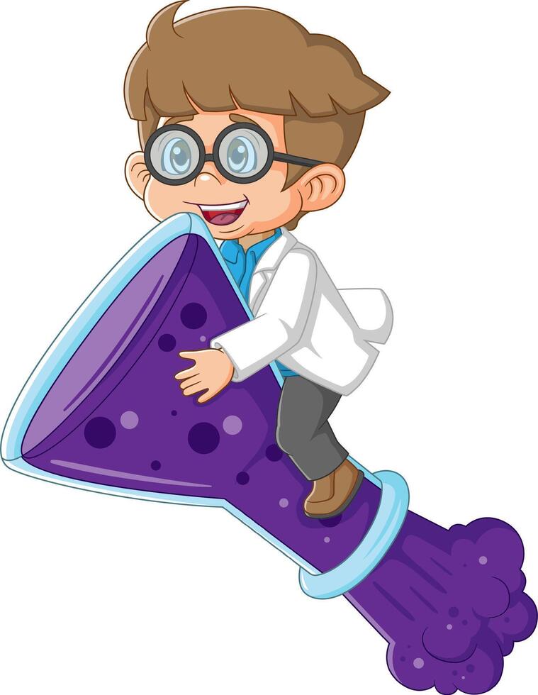 a scientist boy cartoon character vector