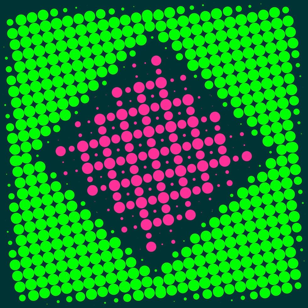 a green and pink square with dots on it vector