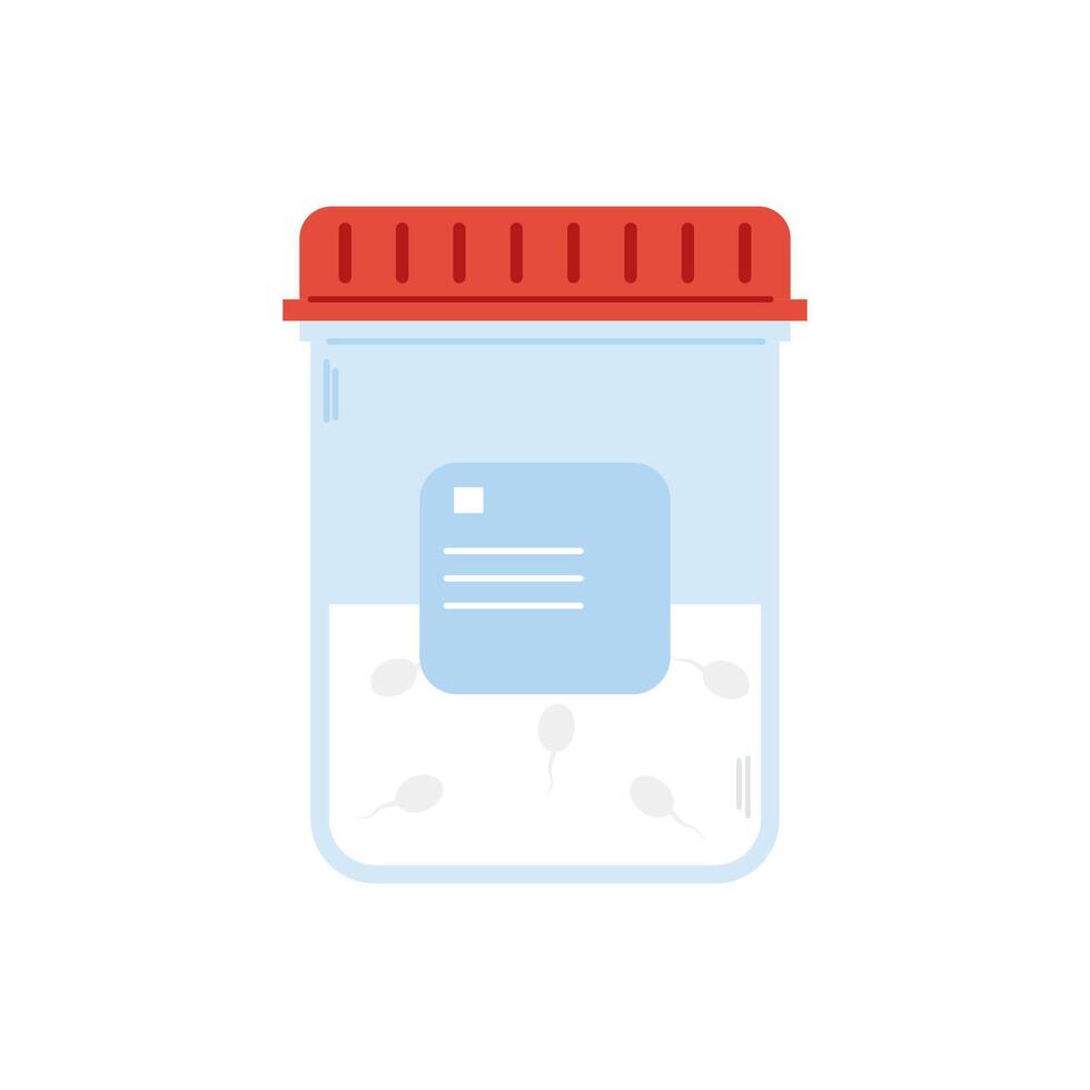 Sperm test. Medical sample in a plastic tube. Semen test. Laboratory container. Sperm donation. Reproduction concept vector
