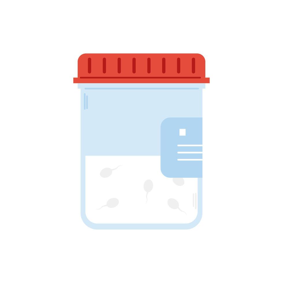 Semen analysis. Plastic container for semen sample. Sperm donation concept vector
