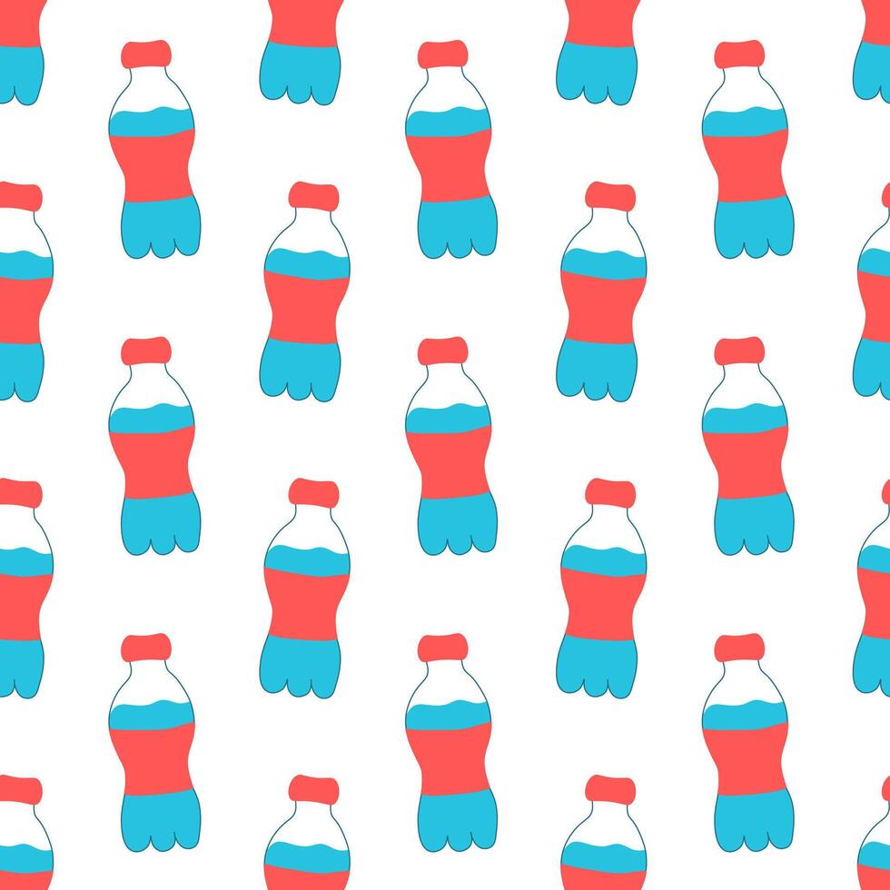 Drink more water. Seamless Pattern with bottles. flat illustration. vector