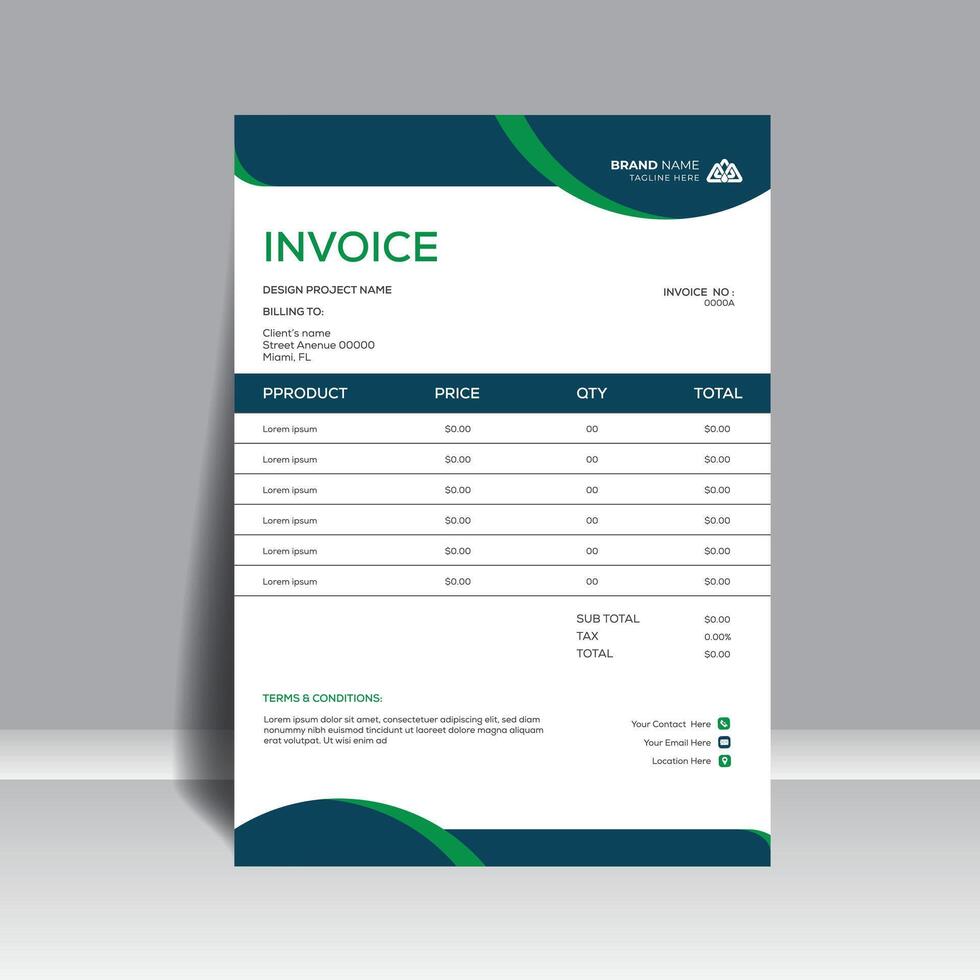 Creative invoice minimal design template bill form business invoice accounting vector