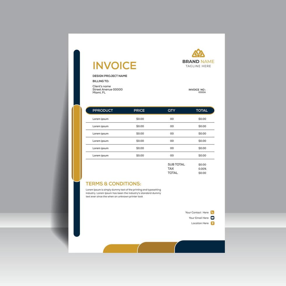 Unique and professional Invoice design template for company bill form business invoice vector