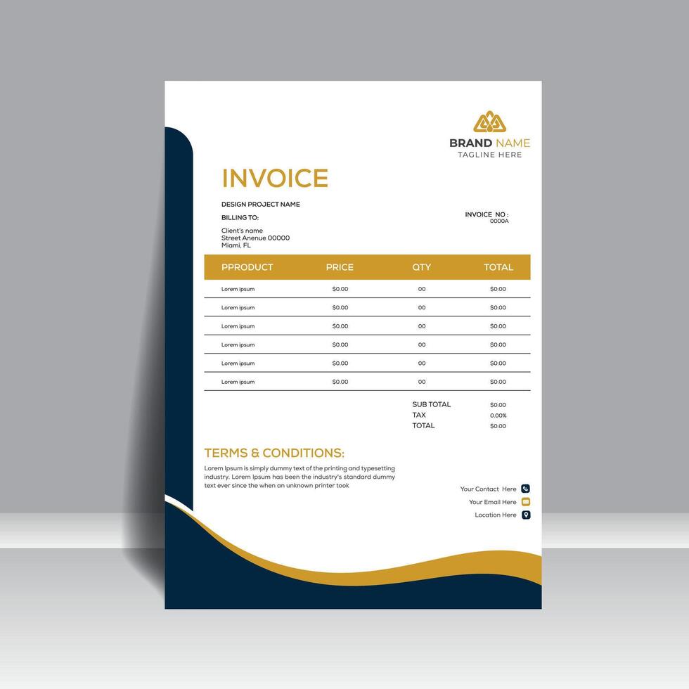 By use corporate and modern shapes creative Invoice design vector