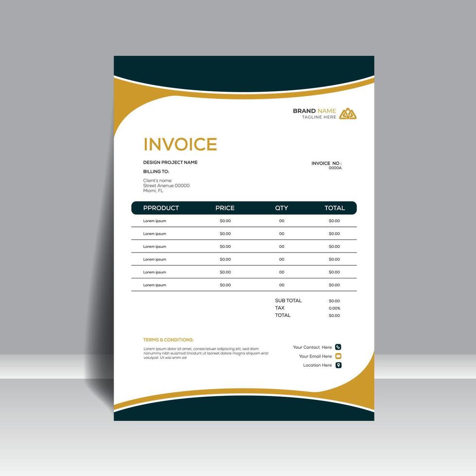 Abstract invoice design corporate style letterhead template corporate bill form business invoice vector