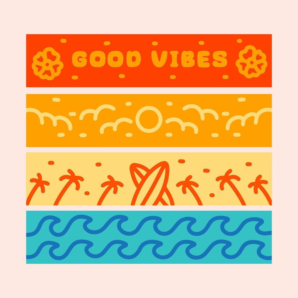 Good vibes in the beach illustration for summertime t shirt design and sticker theme vector