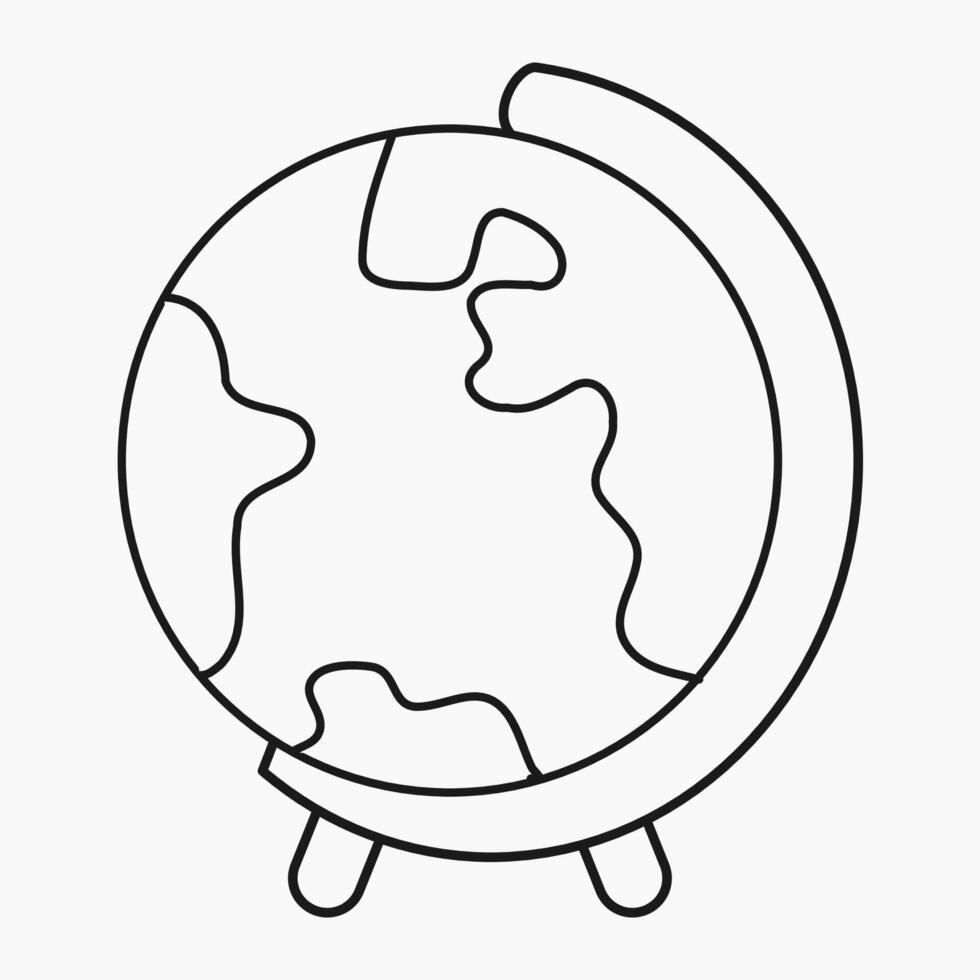 a globe on a stand with a line drawing of the earth vector