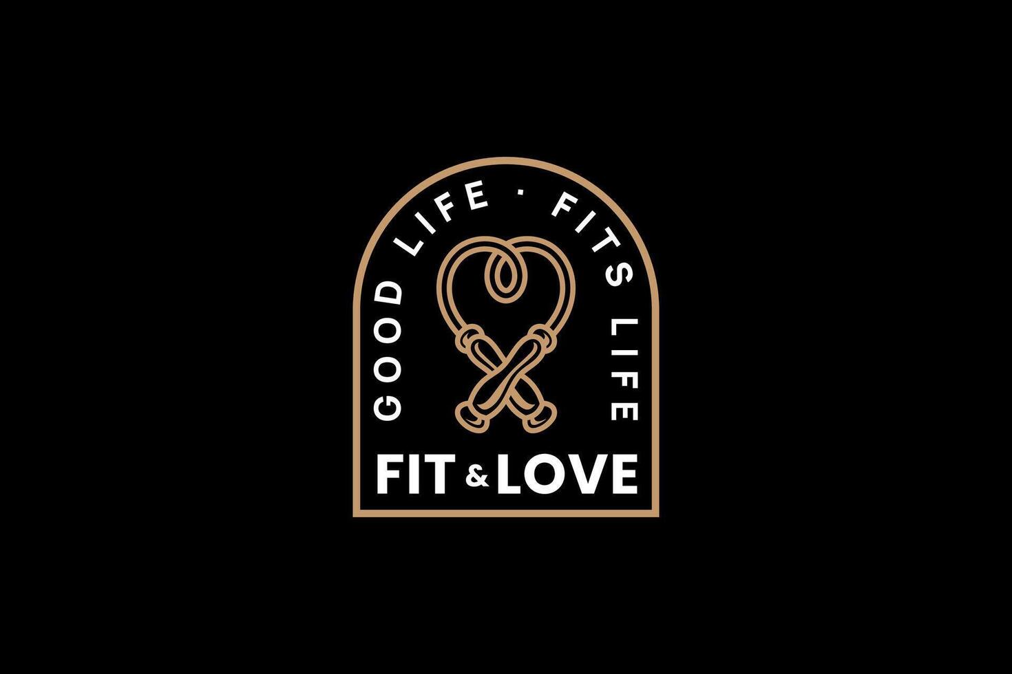 skipping rope with love shape logo design for healthy sport and hobby vector