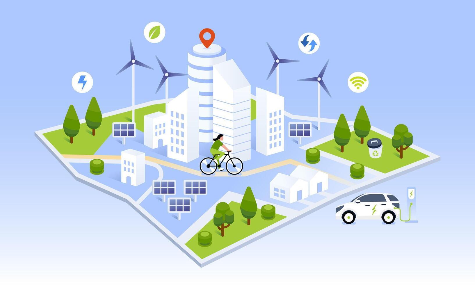 Future of Sustainable Smart City illustration vector