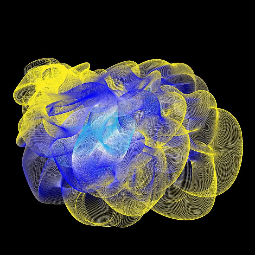 neon abstract wave shape in yellow blue cyan colors vector