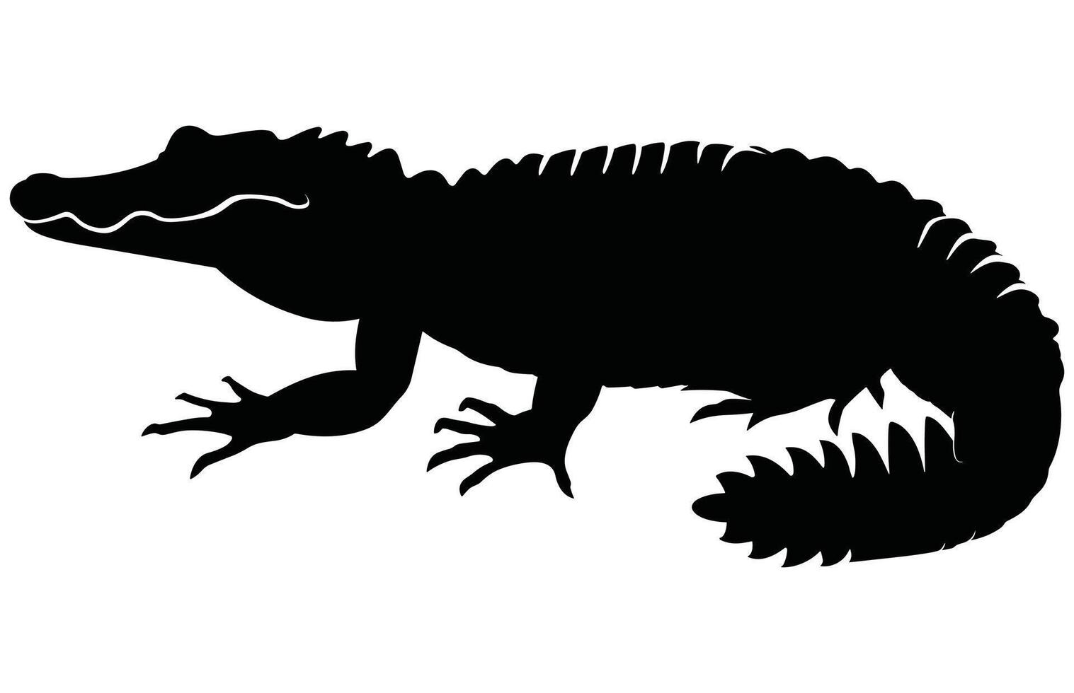 Alligator straight tail silhouette,Crocodile and alligator silhouette, vector