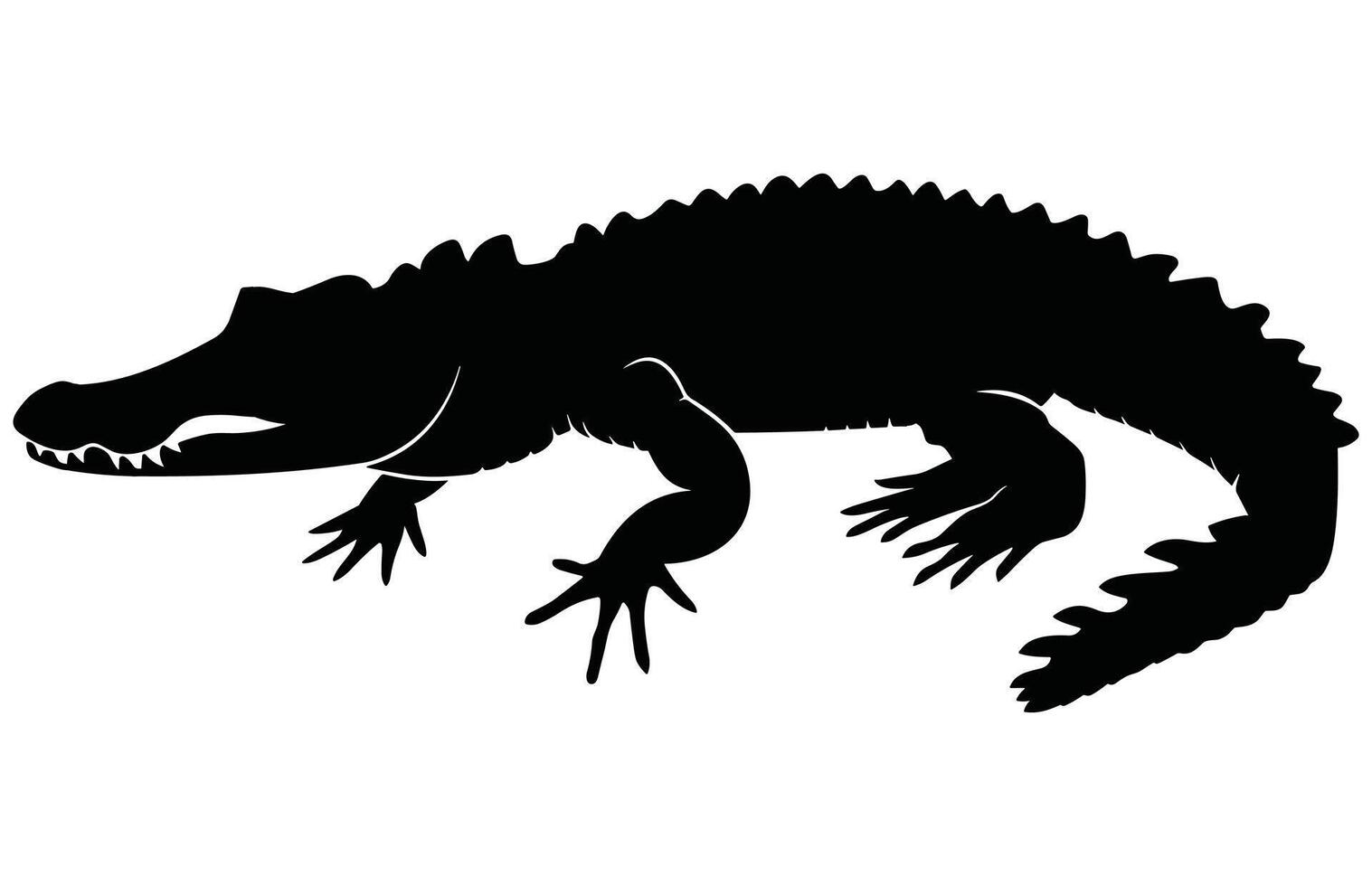 Crocodile and alligator silhouette, Alligator straight tail silhouette vector