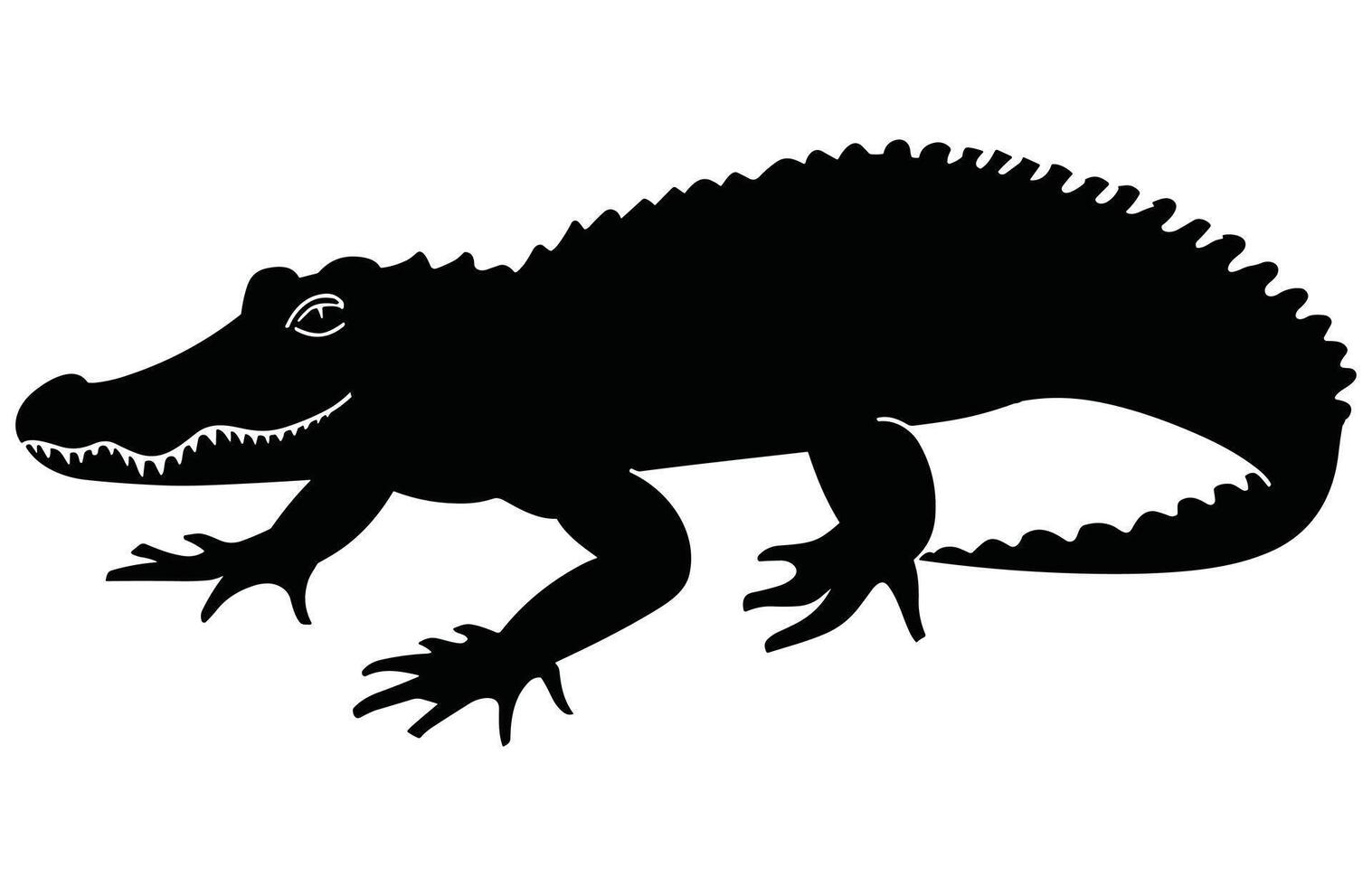 Alligator straight tail silhouette,Crocodile and alligator silhouette, vector