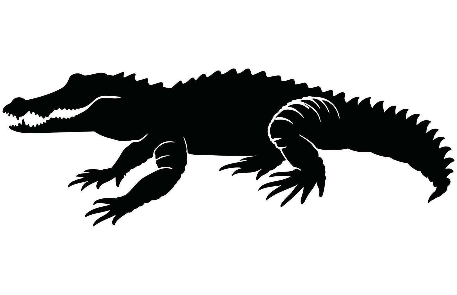 Crocodile and alligator silhouette, Alligator straight tail silhouette vector