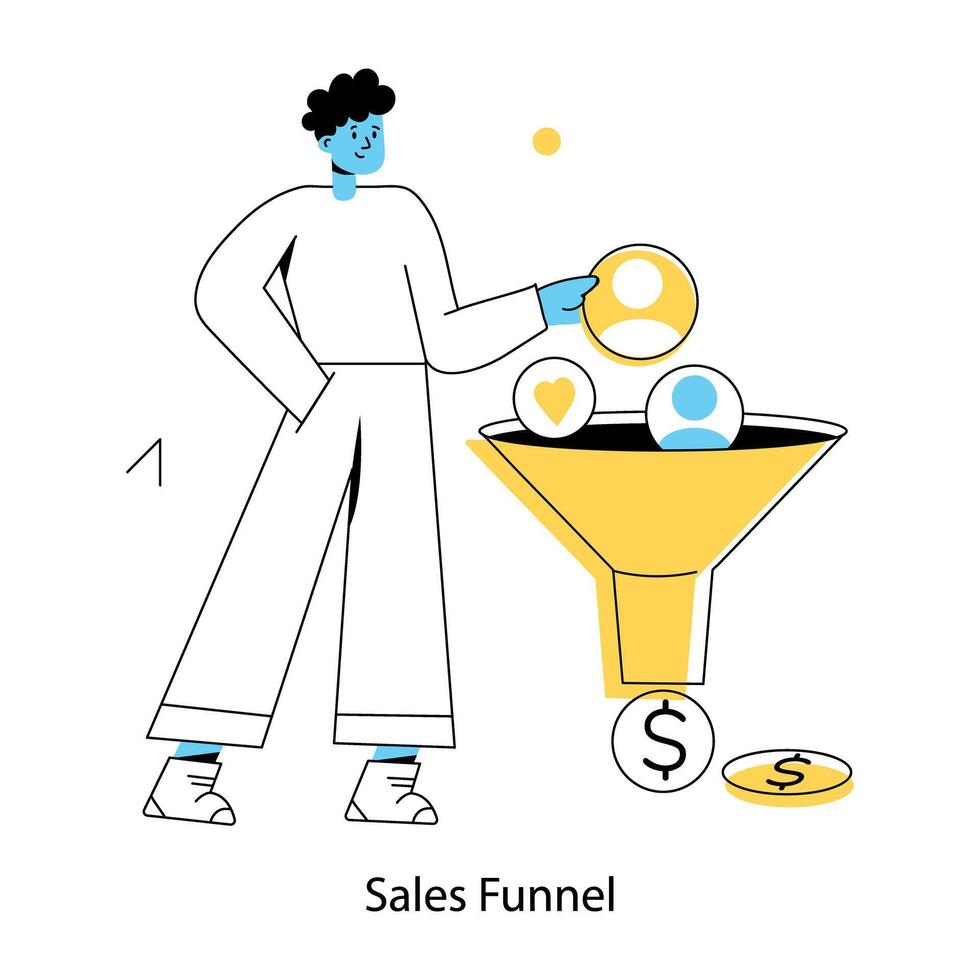 Trendy Sales Funnel vector